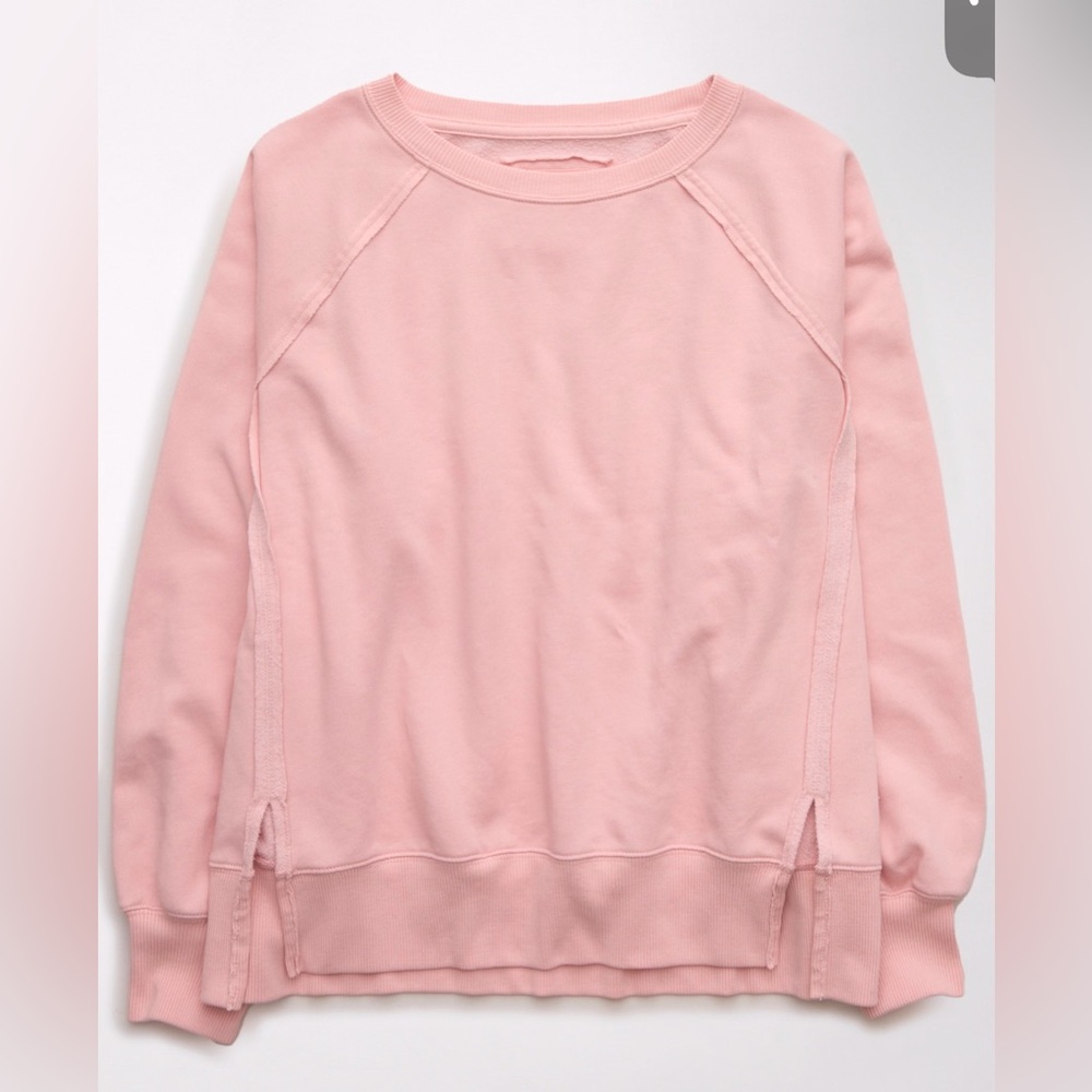 American Eagle Women’s Big Hug Crew Neck Oversized Sweatshirt Light Pink XXL